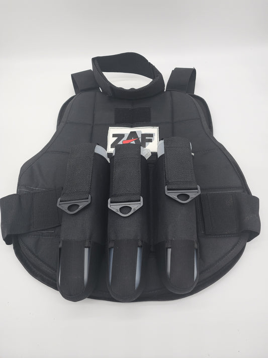 3 Pod | Padded Paintball Chest Protector | Attached Neck Protector | Black