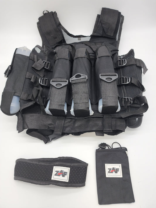 9 Pod Harness / Tactical Vest combo | w/ barrel Sleeve + Neck protector | Fully Adjustable Fit | Black