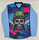 baby blue soldier skull double gun pink & blue | Paintball Practice Jersey