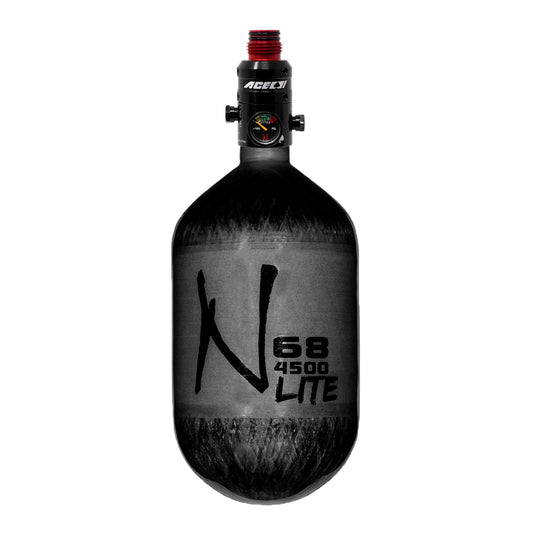 Ninja Carbon Fiber Hpa Tank - 68/4500 Lite - Adjustable Regulator | BLACK TRANSLUCENT 68 LITE