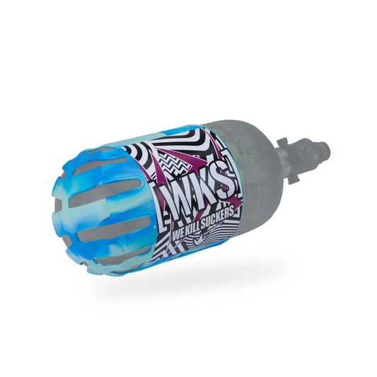 Bunkerkings - Knuckle Butt Paintball Air Tank Cover - WKS Shred - Cyan
