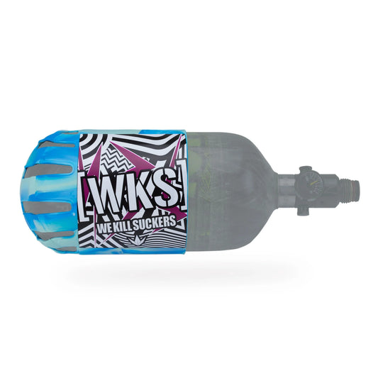 Bunkerkings - Knuckle Butt Paintball Air Tank Cover - WKS Shred - Cyan