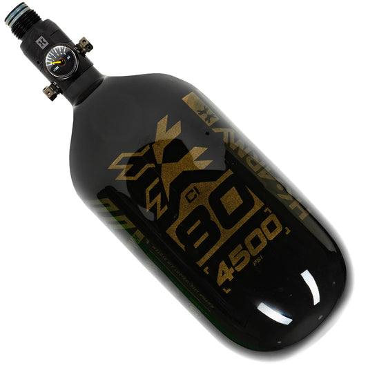 80ci / 4500Psi - Rush - Extra Lite Carbon Fiber Tank - Standard Reg - Black/Gold