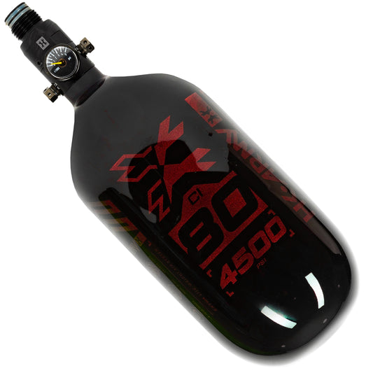 80ci / 4500Psi - Rush - Extra Lite Carbon Fiber Tank - Standard Reg - Black/Red