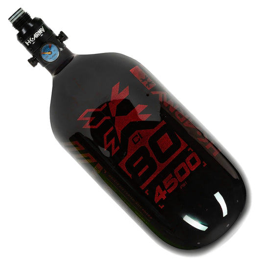 80ci / 4500Psi - Rush - Extra Lite Carbon Fiber Tank - Pro V2 Reg - Black/Red