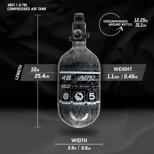 AeroLite Carbon Fiber Tank - 48ci / 4500psi - Clear