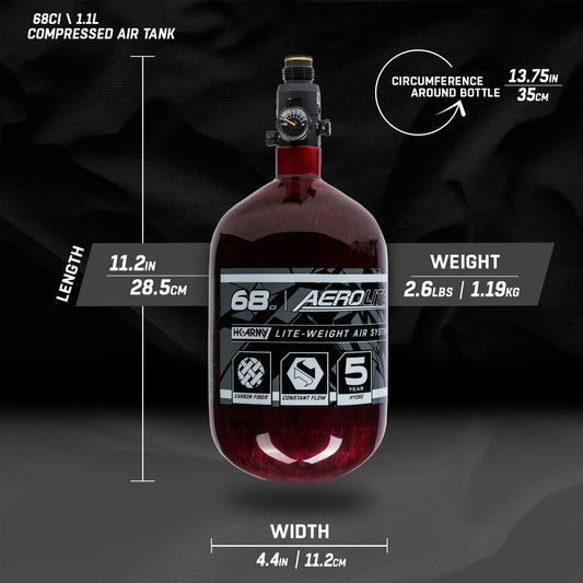 AeroLite Carbon Fiber Tank - 48ci / 4500psi - Red