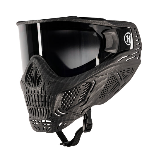 HSTL Skull Goggle Carbon fiber Black - W/ Smoke Lens | Paintball Goggle | Mask | Hk Army