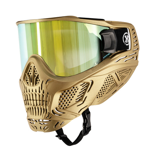 HSTL Skull Goggle "Metallic Gold" - W/ Gold Lens | Paintball Goggle | Mask | Hk Army