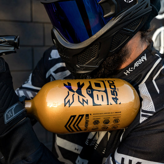 80ci / 4500Psi - Rush - Extra Lite Carbon Fiber Tank - Pro V2 Reg - Gold/White