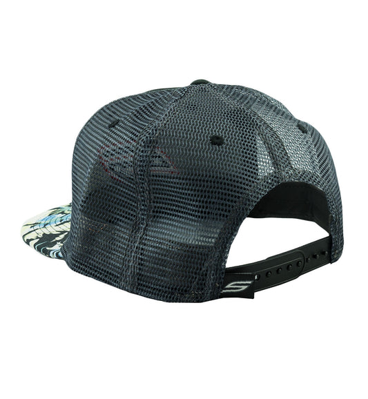 Snapback Hat, Black Flower Trucker | Social Paintball | Headwear Hats
