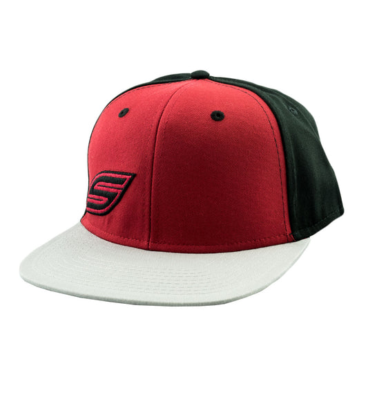 Snapback Hat, Scarlet Red Black, Gray Bill | Social Paintball | Headwear Hats