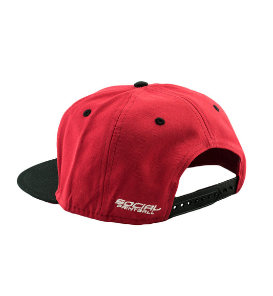 Snapback Hat, Red Black, Black S | Social Paintball | Headwear Hats