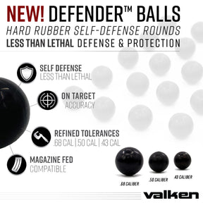 Shop Valken Rubber Balls | Defender .68 Caliber Hard  - 25Ct