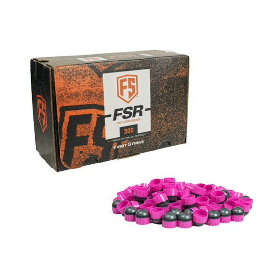First Strike 300 Round - Smoke/Pink - Pink Fill | Shop Paintball