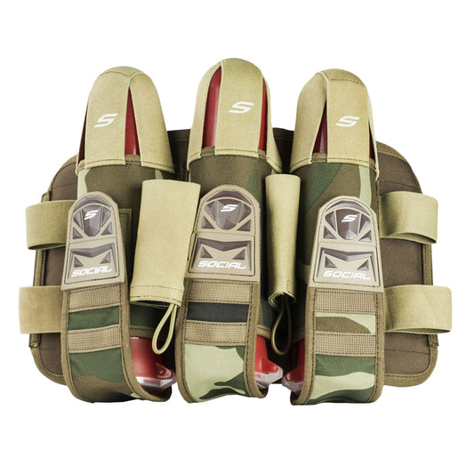Grit Pod Pack Harness, 3+6, Coyote Tan Woodland Camo | Social Paintball Harness
