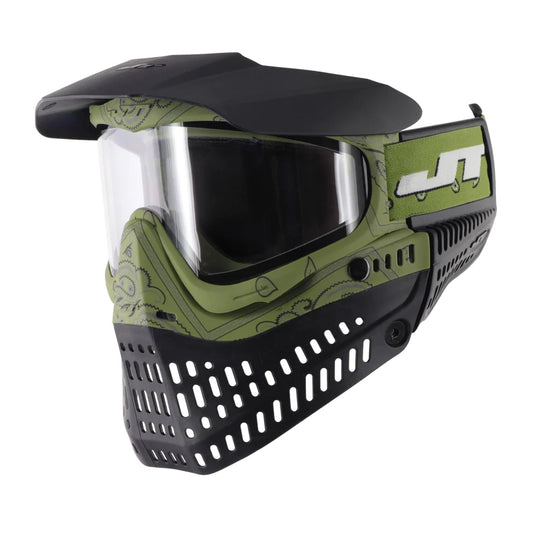Jt Bandana Series Proflex Paintball Mask - Olive W/ Clear And Smoke Thermal Lens | Paintball Mask - Goggle