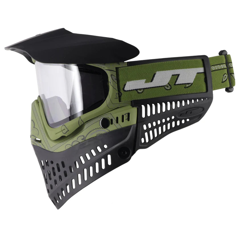 Jt Bandana Series Proflex Paintball Mask - Olive W/ Clear And Smoke Thermal Lens | Paintball Mask - Goggle
