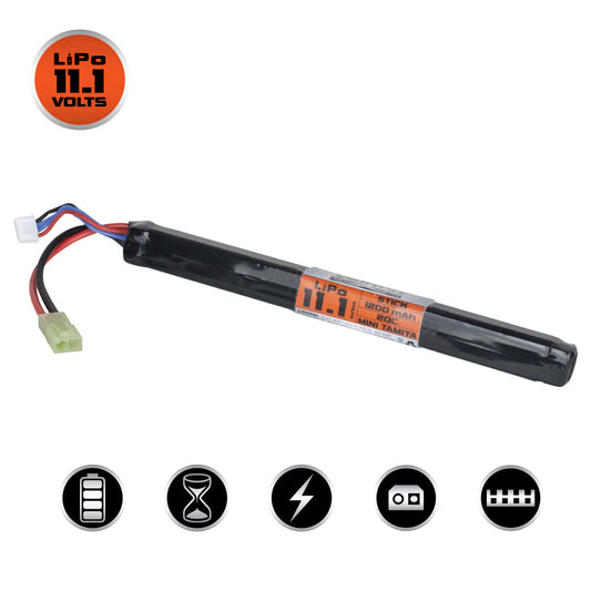 Valken Lipo 11.1V 1200Mah 30C Long Stick Airsoft Battery (Small Tamiya)