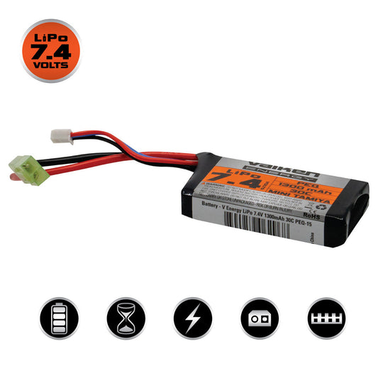 Valken Lipo 7.4V 1300Mah 30C Peq Airsoft Battery (Small Tamiya)