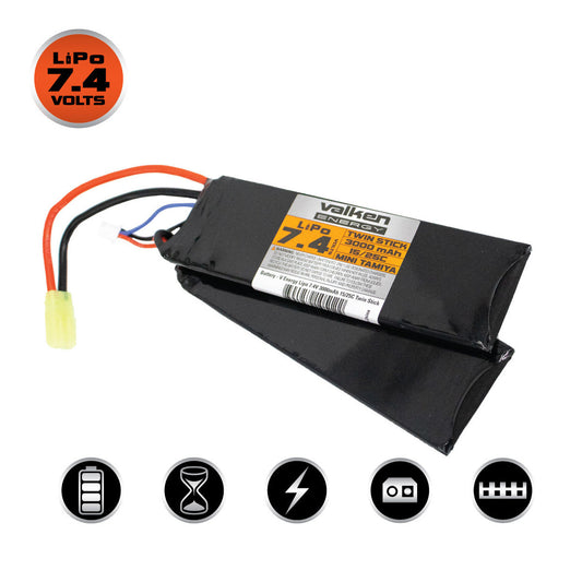 Valken Lipo 7.4V 3000Mah 15/25C Split (Small Tamiya)