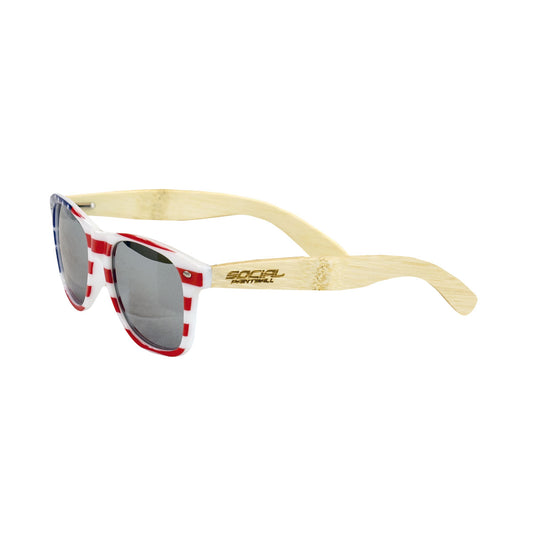 Bamboo Wood Sunglasses, American Flag