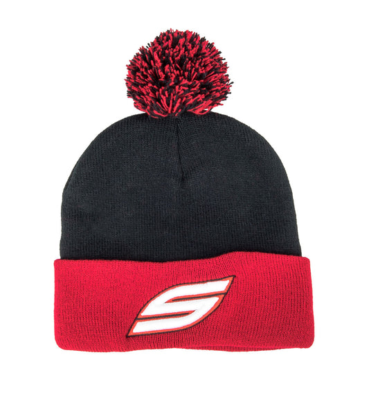 Pom Pom Beanie, Black Red | Social Paintball Beanies