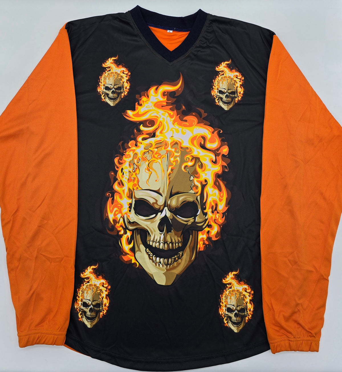 black & orange skull flame | Paintball Practice Jersey