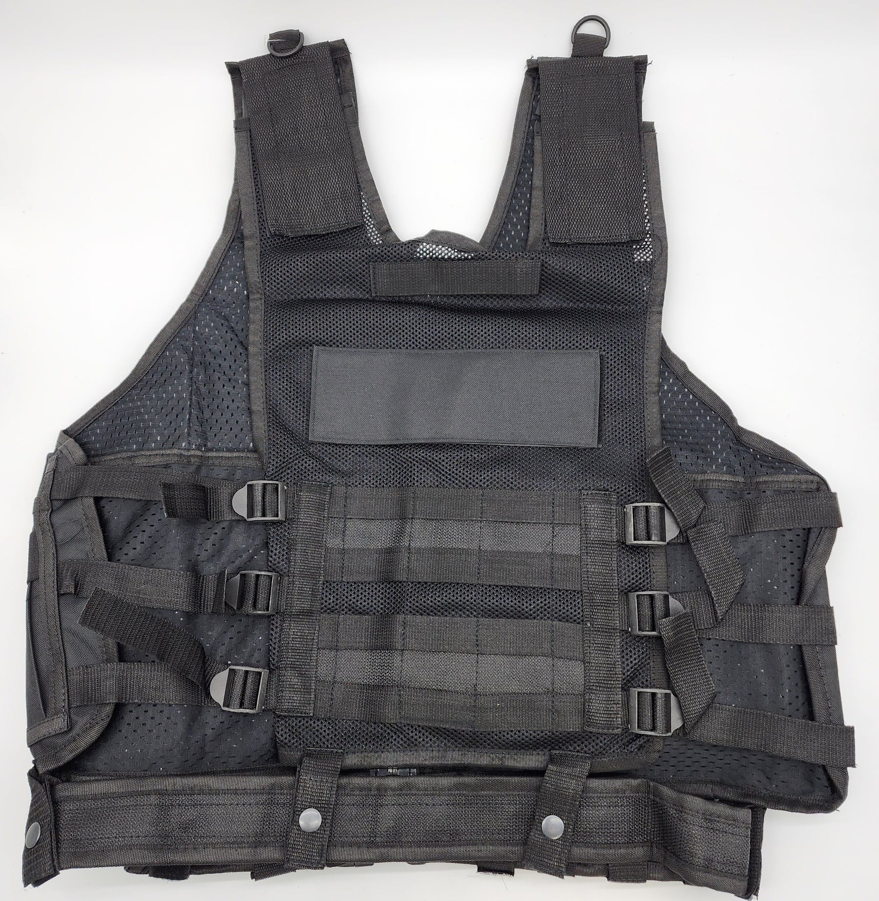 Tactical Airsoft Vest | w/ Pistol Holster | Fully Adjustable | Color: Black