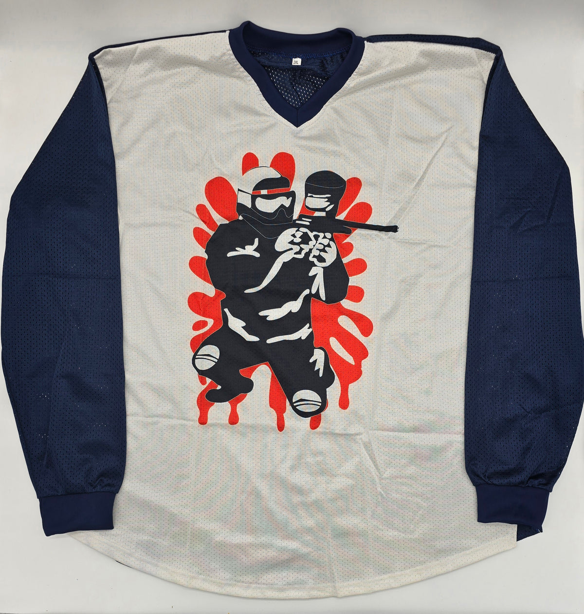 Navy Blue & White red splat dude | Paintball Practice Jersey