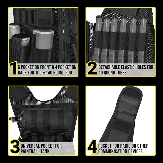 9 Pod Harness / Tactical Vest | Fully Adjustable Fit | Black | East Coast