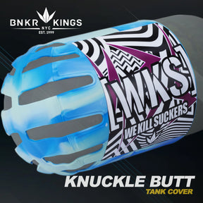 Bunkerkings - Knuckle Butt Paintball Air Tank Cover - WKS Shred - Cyan