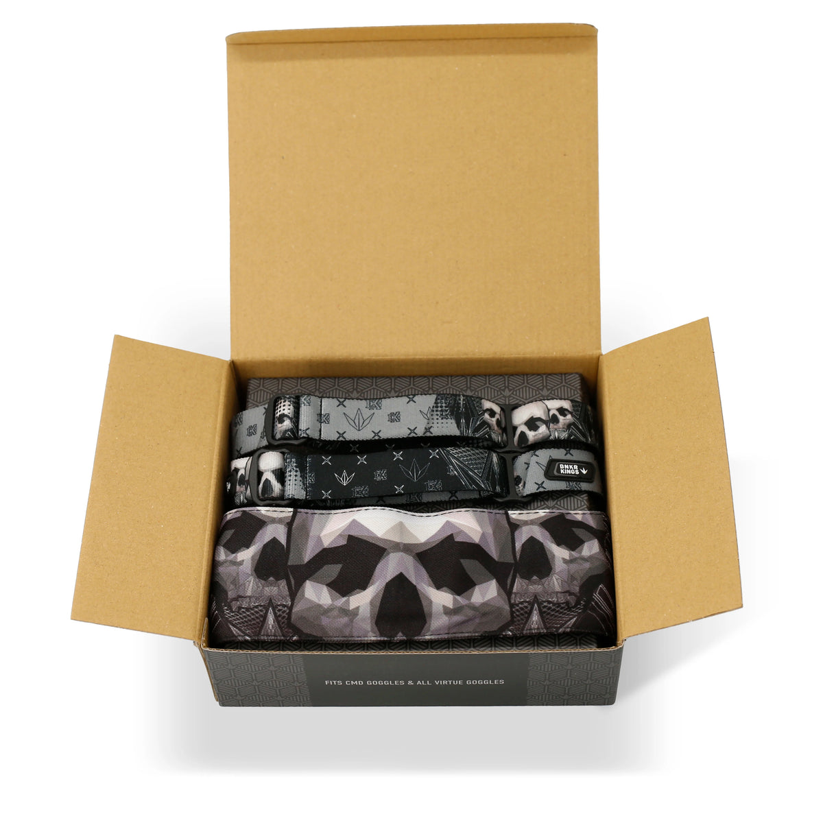 Black Skull 4-Point Goggle Strap & Headband Pack - Limited Edition