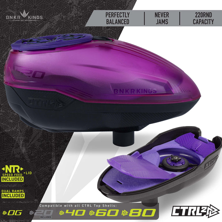 Bunkerkings CTRL2 Paintball Loader/Hopper - Crystal Purple/Black