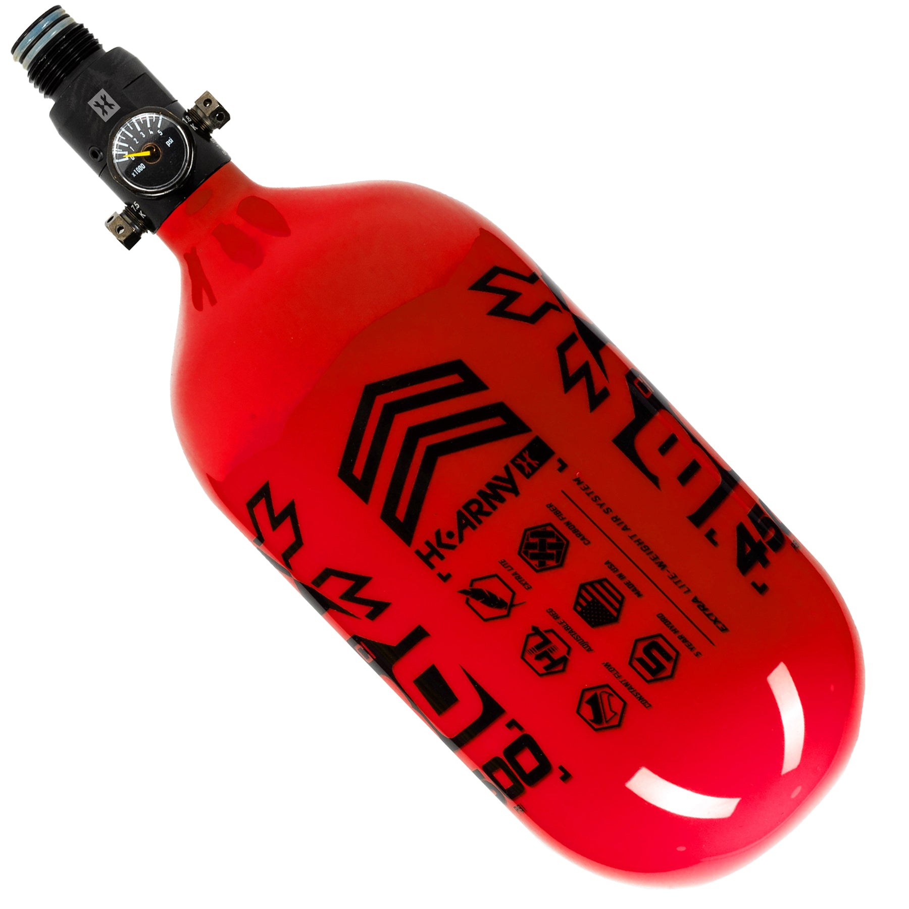 80ci / 4500Psi - Rush -  Extra Lite Carbon Fiber Tank - Standard Reg - Red/Black