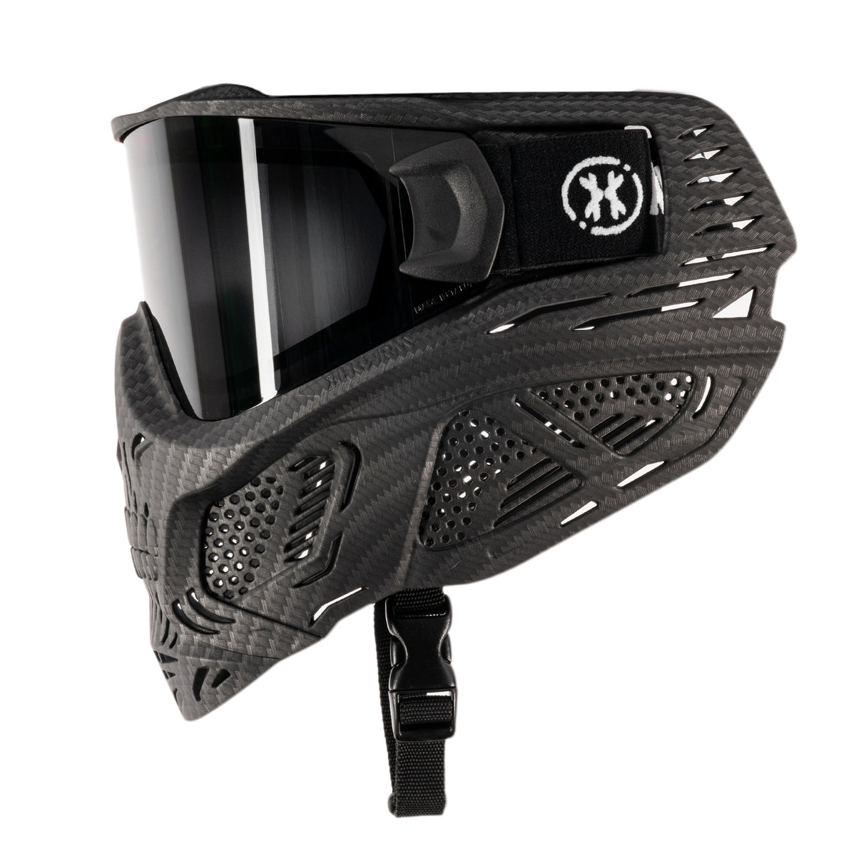 HSTL Skull Goggle Carbon fiber Black - W/ Smoke Lens | Paintball Goggle | Mask | Hk Army