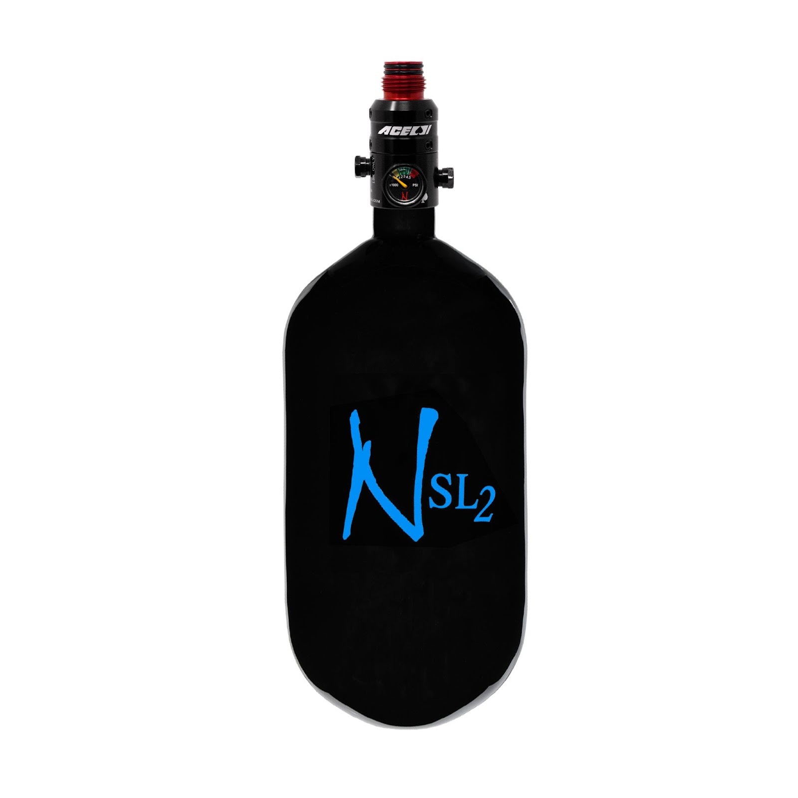 Ninja 77/4500 SL2 | BLACK SUPER LITE 2 77 BLUE LOGO | Carbon Fiber Paintball Tank