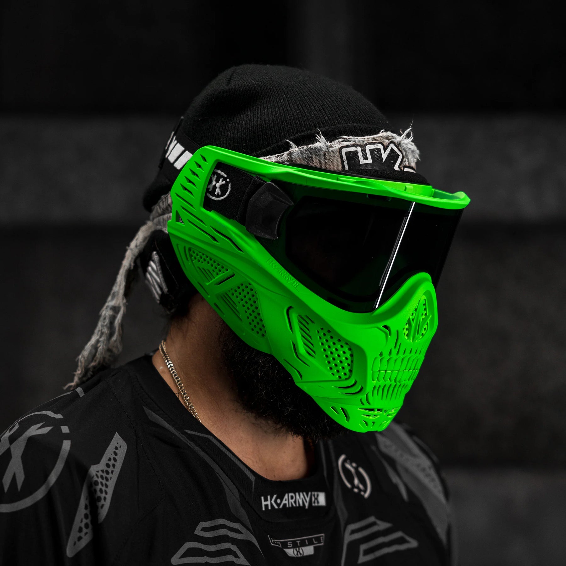 HSTL Skull Goggle "Neon Green" - W/ Smoke Lens | Paintball Goggle | Mask | Hk Army