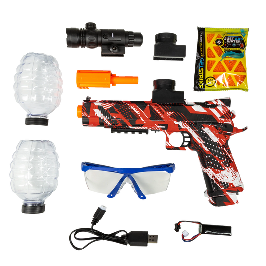 Gellyball Pistol with Laser | Rapid Gel Blaster Gelstrike | Color: Red