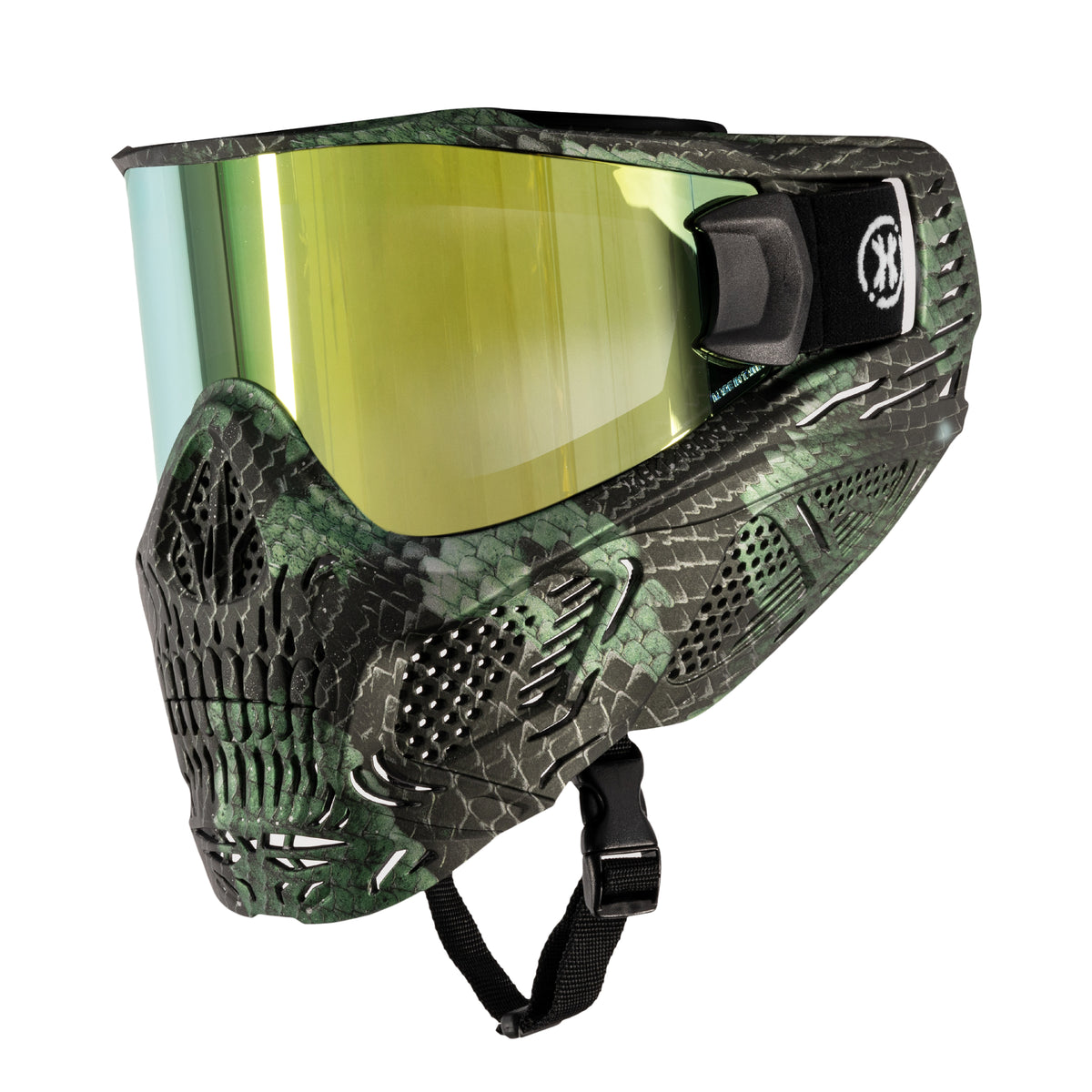 HSTL Skull Goggle "Snake Green" W/ Gold Lens | Paintball Goggle | Mask | Hk Army