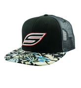 Snapback Hat, Black Flower Trucker | Social Paintball | Headwear Hats