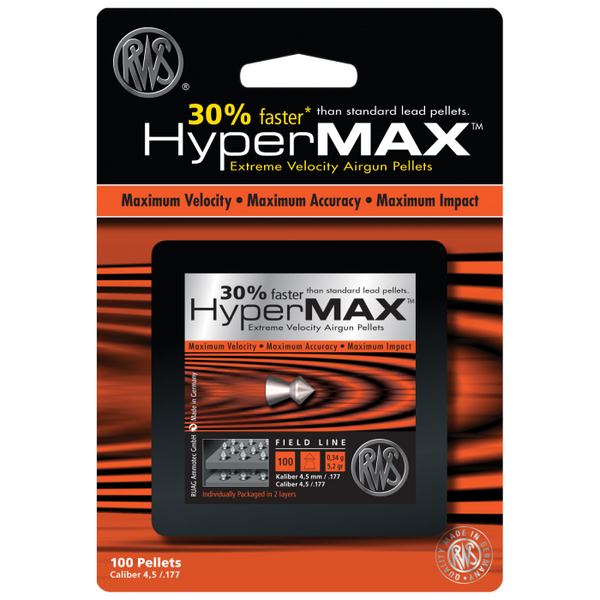 Rws Hypermax .177 Caliber Airgun Pellet Lead Free 100Ct Umarex Airgu