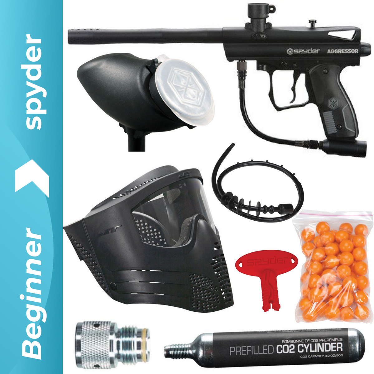 JT Paintball ER2 Pump Action Marker Gun Ready to Play Kit includes 12g CO2,  Loaders and Paintballs 