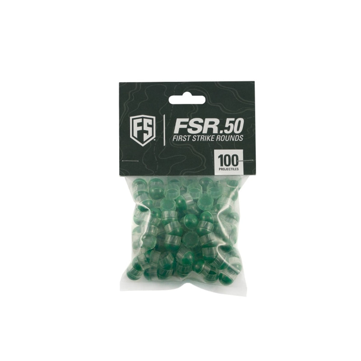 First Strike Paintball Rounds .50 Cal - Colors: Clear/Green/Green Fill (100 Count Box)