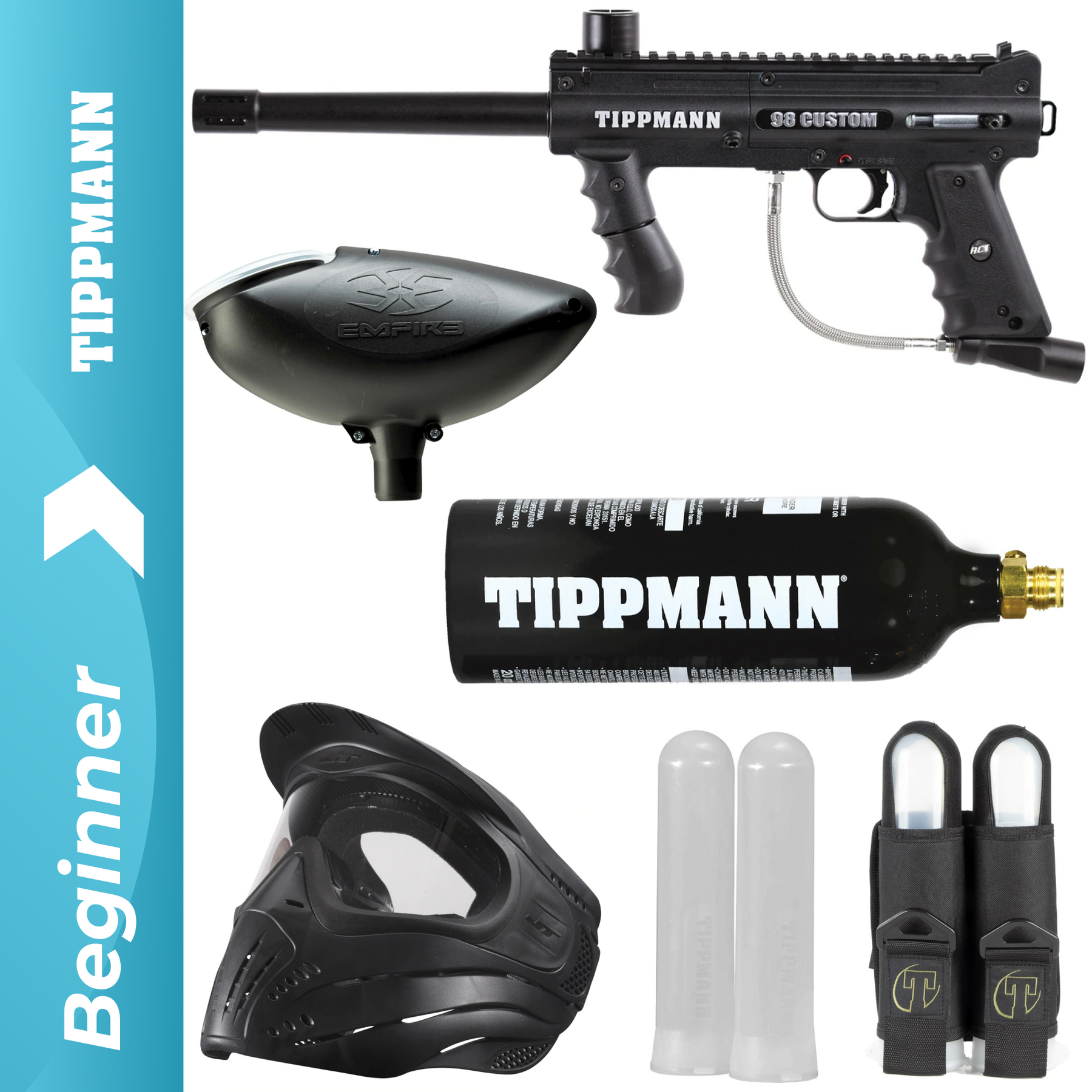 Tippmann 98 Custom Ps Act Basic Paintball Marker Package | Co2 Tank