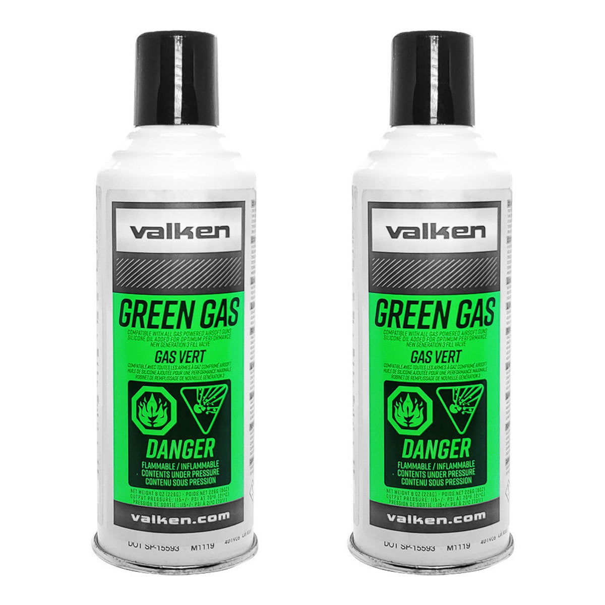 Valken 8Oz Green Gas - 3 Cans