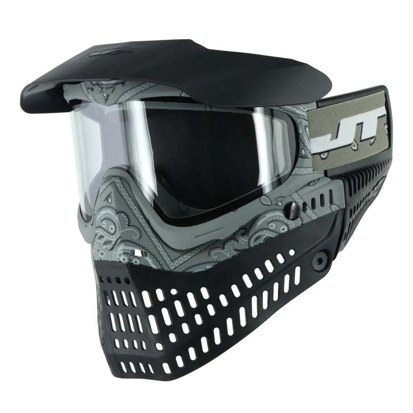 Jt Bandana Series Proflex Paintball Mask - Gray W/ Clear And Smoke Thermal Lens