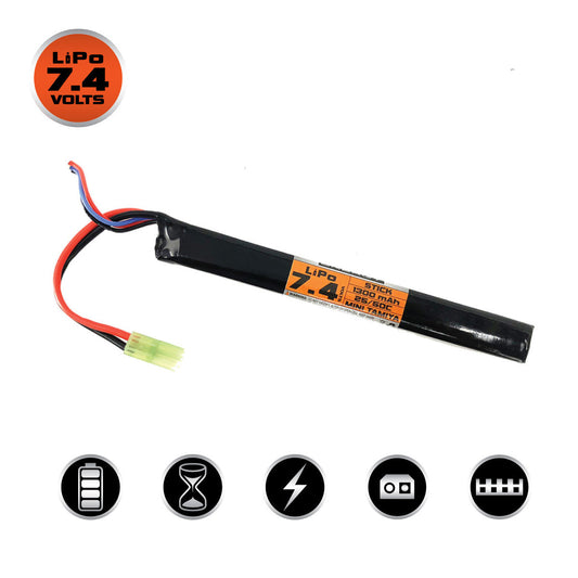 Valken Lipo 7.4V 1300Mah 50C Stick Airsoft Battery (Small Tamiya)