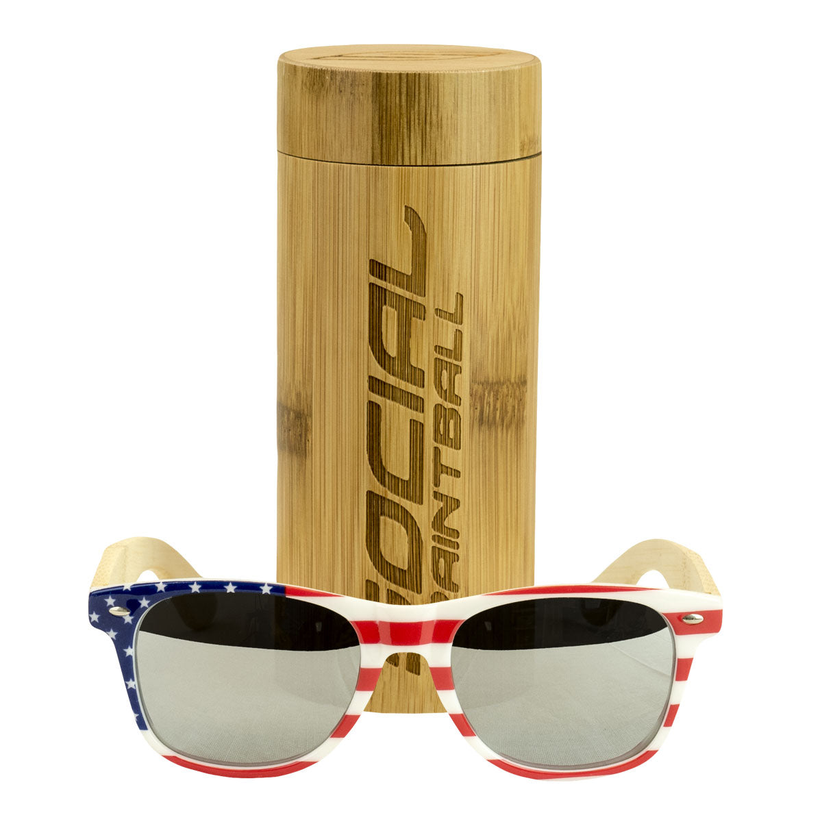 Bamboo Wood Sunglasses, American Flag