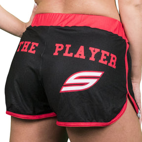 Women’S Shorts, Black Red “For The Player”